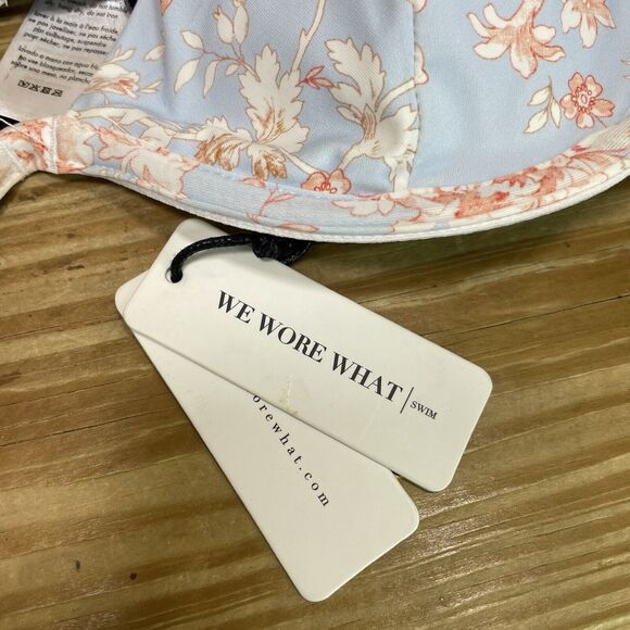 We Wore What Womens L Bikini Top Allie Top Blue Floral Wide Strap Swimwear - Picture 2 of 7